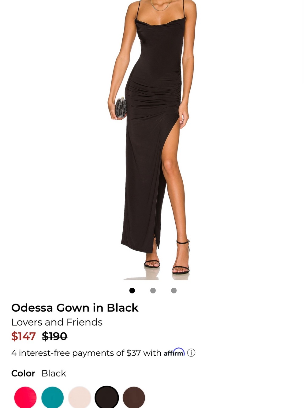 Lovers + Friends Black Cowl Neck Spaghetti-Strap Maxi Dress - Picture 4 of 5